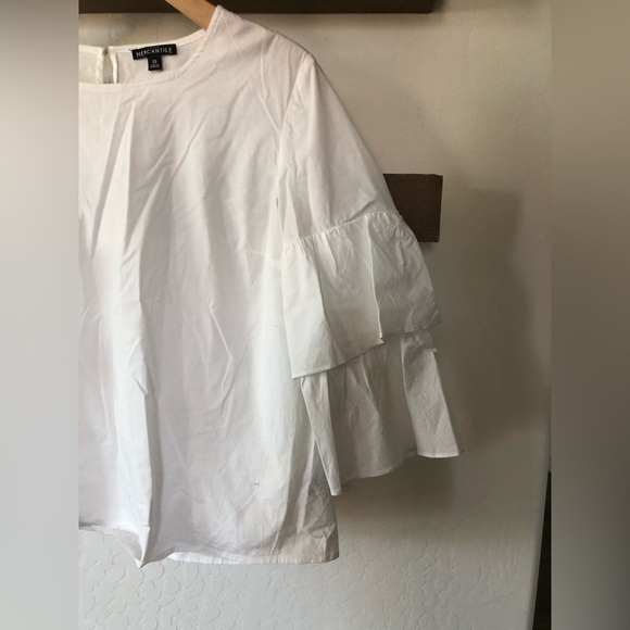 J. Crew|White Tiered bell sleeve top, Cotton with keyhole detail, size 12••• - Picture 7 of 13